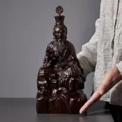 【可開發票】黑檀木雕三清道祖神像擺件紅木實木太上老君始祖元始天尊祖師供奉