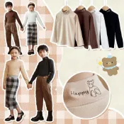 (店+)i揪團 中大童秋冬半高領保暖打底衫 兒童打底衣 兒童保暖衣 兒童長袖上衣 內搭衣 小熊刺繡 純色 簡約素面(D06-3)