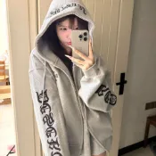 實拍🌟有大尺碼️❄️字母刺繡 克羅心十字架 韓式哥特華夫格 連帽外套 冬天外套 帽T 帽踢 大學T 刷毛外套 開衫外套