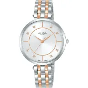 ALBA 雅柏 簡約晶鑽女錶-玫瑰金x銀/32mm ARX078X1/Y121-X160KS 開學季禮物
