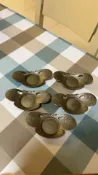 古瓷堂日本回流瓷器 日本回流 高岡名家寶玉作 純銅蝴蝶杯托 一套五客 茶道美器 別緻造型 質感十足 中古收藏品