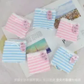 免運 台灣出貨 日係內褲女純棉藍白條紋海軍風少女中低腰初中生胖次二次元三角褲 ZK015