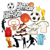 訂單滿199出貨  籃球足球男孩生日快樂蛋糕插牌插件 球鞋球衣獎盃派對甜品臺裝飾