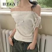 IELGY Polka 女士露肩 T 恤修身修身上衣