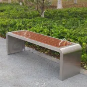 免運 不鏽鋼椅子 公園椅 戶外長椅 庭院長條凳 小區座椅 戶外公園椅 室外防腐木塑木休閒椅 室外椅 不銹鋼長凳 室外坐凳