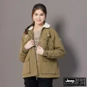 JEEP 女裝 美式立領鋪棉軍裝外套-橄欖綠色