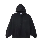 【Champion】官方直營-男款-寬版大C刺繡印花長袖連帽T-黑色(C3-C105-090日規)