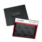 【GUESS】真皮 皮夾 黑灰滿版 零錢袋 防刮 短夾 皮革  錢包 送禮  平輸品(短夾8625BR3)