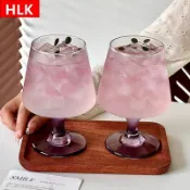 【創意設計】中式紫色高腳玻璃杯微醺酒杯咖啡杯果汁杯氣泡水杯飲料杯雞尾酒杯聞香杯 高腳杯 雞尾酒 調酒杯 咖啡 威士忌