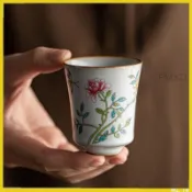 YL免運 汝窯陶瓷品茶高檔釉上彩單杯汝瓷冰裂開片茶杯主人杯貴妃聞香杯子