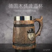 杯子 茶杯 水杯 馬克杯 咖啡杯 隆叔雜貨店 杯子 馬克杯 造型杯 啤酒杯 創意造型 德國木桶啤酒杯個性大容量不銹鋼內膽