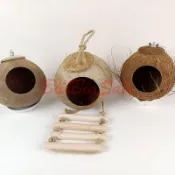 (椰殼鸚鵡窩) 牡丹虎皮珍珠文鳥窩 大鳥巢 椰子殼鳥窩 保暖防咬 鳥籠掛窩配件 保暖繁殖箱 ㄇ嬄