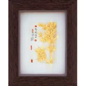 開運陶源雅鑑鑫品 【古香系列-節節高昇】竹報平安純金箔畫 19 x 24 cm