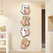 🚚桃園發貨🐱‍🏍卡通小狗掛畫線條入戶玄關奶油走廊過道多巴胺臥室客廳牆面裝飾