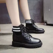 【秋冬新款】韓版真皮馬丁靴 英倫風厚底馬丁靴 女厚底短靴 軟皮軟底單靴 洋氣英倫風短靴子 厚底短靴 短靴 馬丁靴 厚底馬