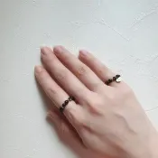 濃墨重彩 天然晶石尾戒 (金沙/彩虹黑曜石)打工人必備!