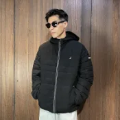 美國百分百【全新真品】NAUTICA 鋪棉外套 男款 帆船牌 V224474M 保暖 刷毛 連帽 外套 黑色 CK85
