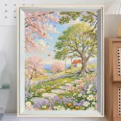 銀聯網日用品生活館 新款鑽石畫自然風光手工diy手工貼鑽畫治癒解壓客廳室內裝飾畫