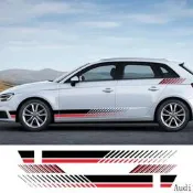台灣現貨奧迪車貼 適用於奧迪A3 8p 8v A4 b8 b6 b7 b9 B5 A5 A6側裙車貼車門貼紙  露天市集