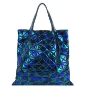 Issey Miyake 三宅一生 BAOBAO鏡面三色方格10x10肩背包(藍綠)