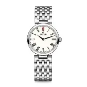 【TITONI 梅花錶】纖薄系列石英女錶-白面鍊帶/25.5mm(TQ 42718 S-608)
