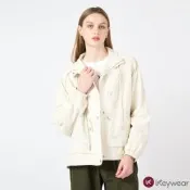 KeyWear奇威名品 網路獨家都會機能抽繩立領長袖外套(共3色)-米色