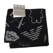 EMPORIO ARMANI MangaBear  繽紛小熊老鷹字母LOGO圖騰小方巾(黑底)