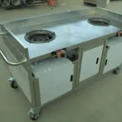 （定金）雙竈擺攤車炒麪不鏽鋼推車擺地攤糯米飯擺攤車夜市炒餅炒麪擺攤車