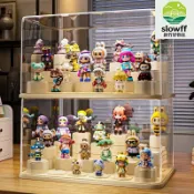 新竹好物社 【透明防塵】盲盒展示架 泡泡瑪特展示盒 手辦展示櫃 公仔收納盒 積木展示盒 多層階梯式 亞克力材質 可自由組合 桌面潮玩收納