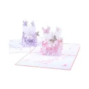 【Paper Play】萬用卡片-3D立體蝴蝶花籃造型紙雕卡片 祝福卡 告白卡 情人節卡片(2色任選)