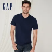 Gap 男裝 棉質舒適V領短袖T恤-海軍藍(440768)