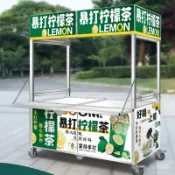 加厚不銹鋼可折疊移動攤位車 擺攤小推車 夜市地攤車 擺攤小餐車 商用戶外擺地攤夜市帶輪手推車 擺攤車 移動展示小推車