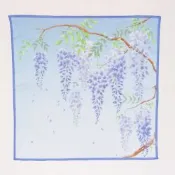 京都友禪染大判紗布手帕-紫藤(藍/紫)