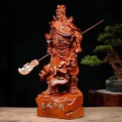 【免運】木雕關二爺神像實木關公武財神擺件客廳紅木關聖帝君擺設關公像