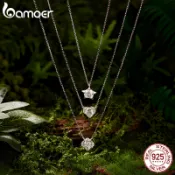 Bamoer 925 純銀莫桑石項鍊星光心形首飾女士禮物
