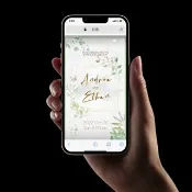 客製F02 清新水彩綠葉 動態電子喜帖 可連結人數統計,導航,婚紗照