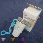 微醉隨身搖曳杯  白色沙瓦(白藍色)  冰霸杯造型吊飾 杯蓋微刮痕