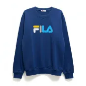 FILA 大學T 深藍 彩色LOGO 圓領 長袖 上衣 男 1TEW7000AB