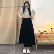 大碼長裙 不規則半身裙 女夏季新款 薄款長裙 微胖顯瘦 大裙擺遮胯 a字中長款裙子 百搭裙 半身裙 裙子 半身中長裙