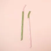 好玻 GOODGLAS | 雙色吸管單入組-粉&綠/彎口款
