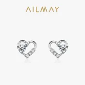 AILMAY✨正品授權✨香港直發s925純銀愛心閃鑽耳釘女小清新精美創意耳環簡約甜美心形耳飾品