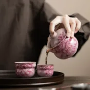 『百貨屋二號』國色天香葫蘆旅行茶具粉汝一壺二杯戶外露營旅游便攜快客杯泡茶組