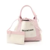 【DOKODEMO】【二手】巴黎世家 (Balenciaga )手提包 海軍藍 Cabas XS 2WAY 390346 白色/粉紅色帆布皮革 海軍藍 Cabas XS 女款 二手 B