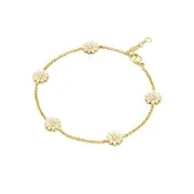 【Georg Jensen 喬治傑生】DAISY 手鏈 - 線上獨賣款(18K黃金電鍍純銀 白瓷琺瑯)