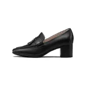 (店+)【ecco】29094301001 ecco愛步 皮革 方頭套穿 粗跟 高跟鞋 5.5cm 女款 黑色