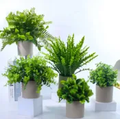 新款人造蕨類花卉盆栽 小型仿真植物 假花 办公桌盆栽裝飾 花園裝飾