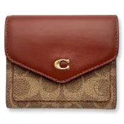 【COACH】女生 短夾 滿版緹花 三折扣式 C字LOGO女款 多卡收納 零錢袋 女款 皮夾 中夾(C2329)