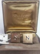 法國製NINA ricci經典精緻時尚絕版稀有手工金銀配色袖扣非百利金DUNHILL元起標皮衣schott萬寶龍LVK金