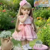 【現貨免運】高仿真嬰兒重生娃娃 手工植髮粉色公主裙搪膠娃娃 兒童陪伴玩偶