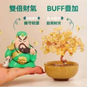 🙏🏻紫南宮過爐 開光🔥十月初更新-武財神關羽天然黃水晶髮財樹辦公室車載招財擺件辦公桌玄關金錢樹 7QHA